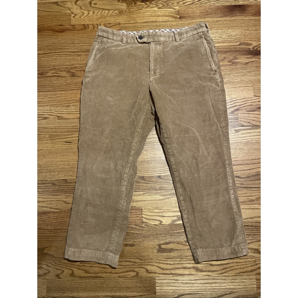 Brooks‎ Brothers Mens Corduroy Pants 35x27 Tan Milano Fit Wide Wale Cotton
